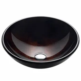 16.5" Round Brown Glass Bathroom Vessel Sink