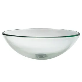 16.5" Round Clear Glass Bathroom Vessel Sink