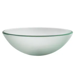 16.5" Round Frosted Glass Bathroom Vessel Sink