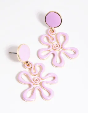 90s Purple Flower Drop Earrings