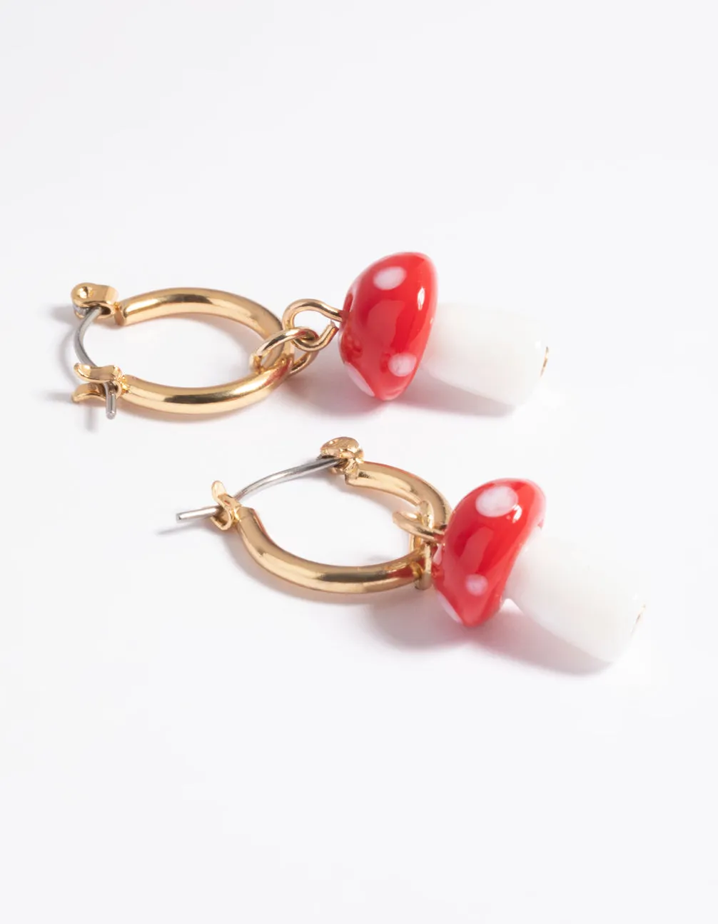 90s Red Mushroom Huggie Hoop Earrings