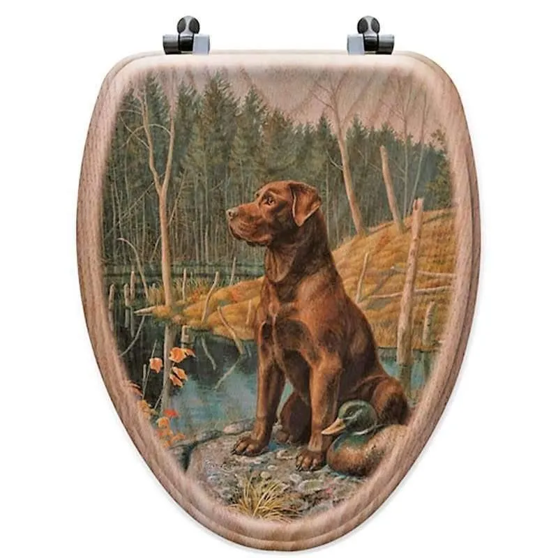 Alert Labrador, Oak Art Toilet Seats