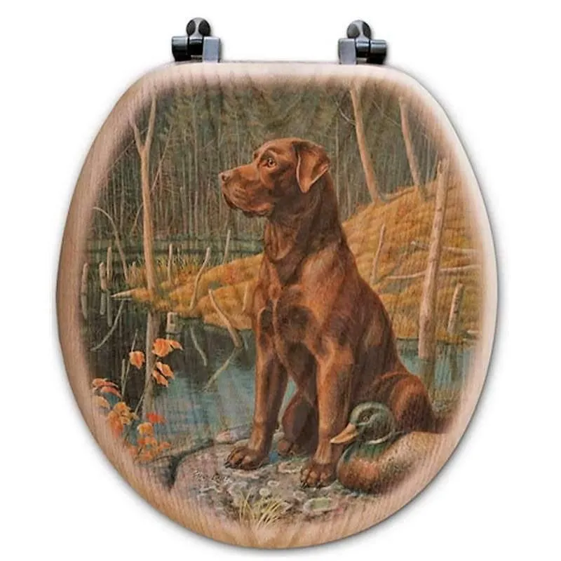 Alert Labrador, Oak Art Toilet Seats