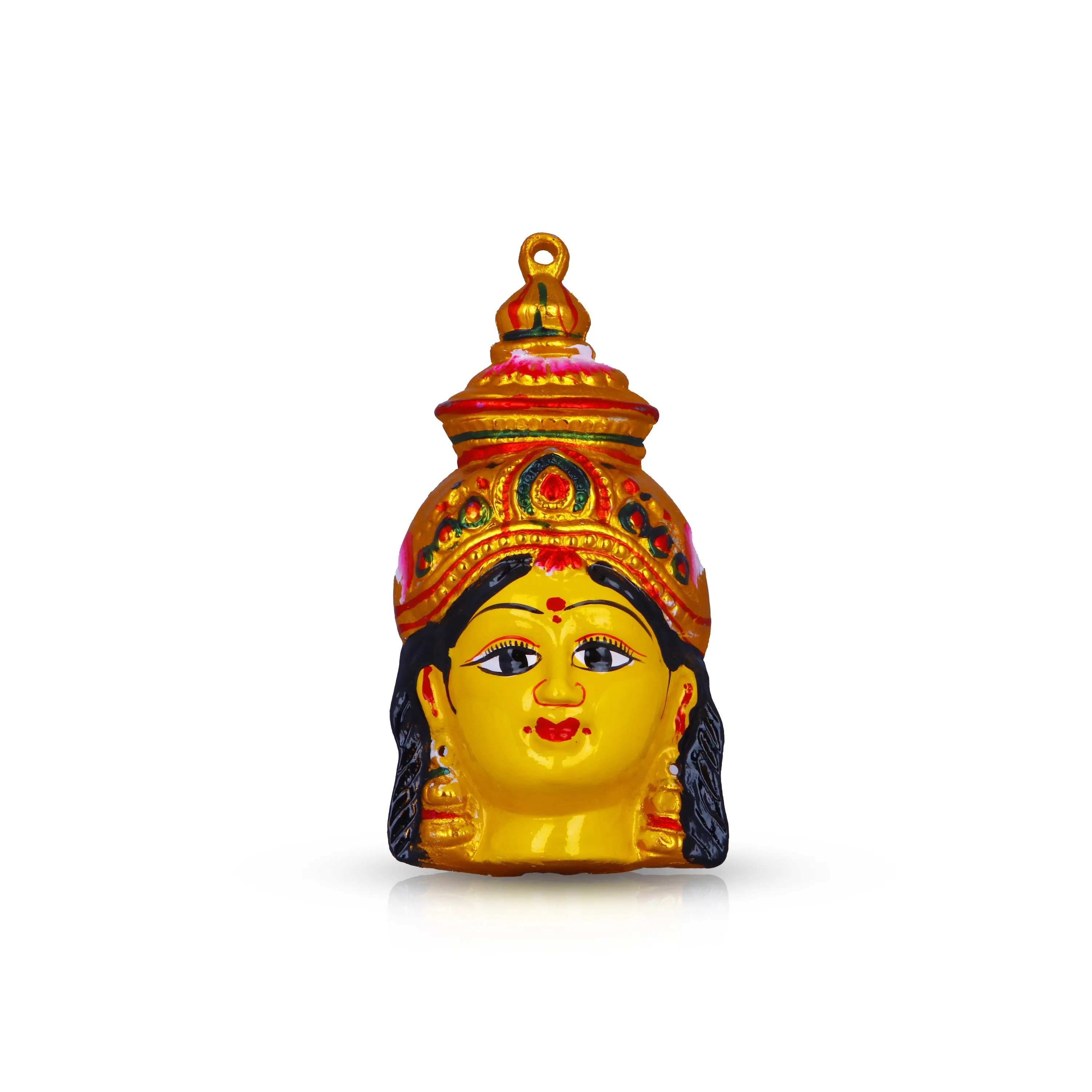 Ammavari Face - 8 Inches | Varalakshmi Face/ Amman Face/ Yellow Lakshmi Face for Deity/ 140 Gms Approx