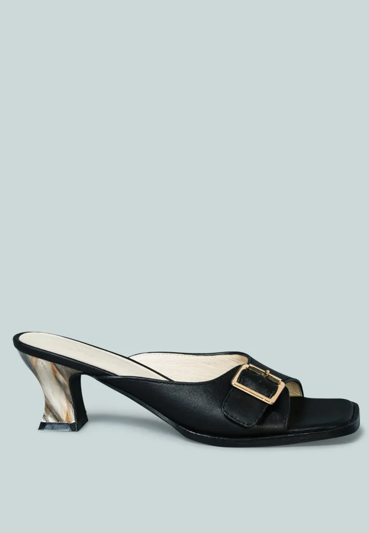 GOMEZ-ART-NOUVEAU Leather Slip-On Sandal in Black