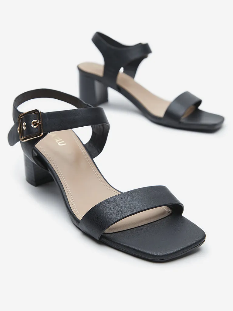 LUNA BLU Black Ankle Strap Heel Sandals