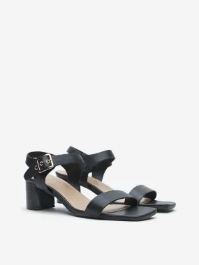 LUNA BLU Black Ankle Strap Heel Sandals