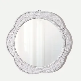 Naka White Beaded Mirror