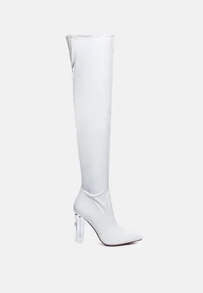 Noire Thigh High Long Boots In Patent Pu By Ruw