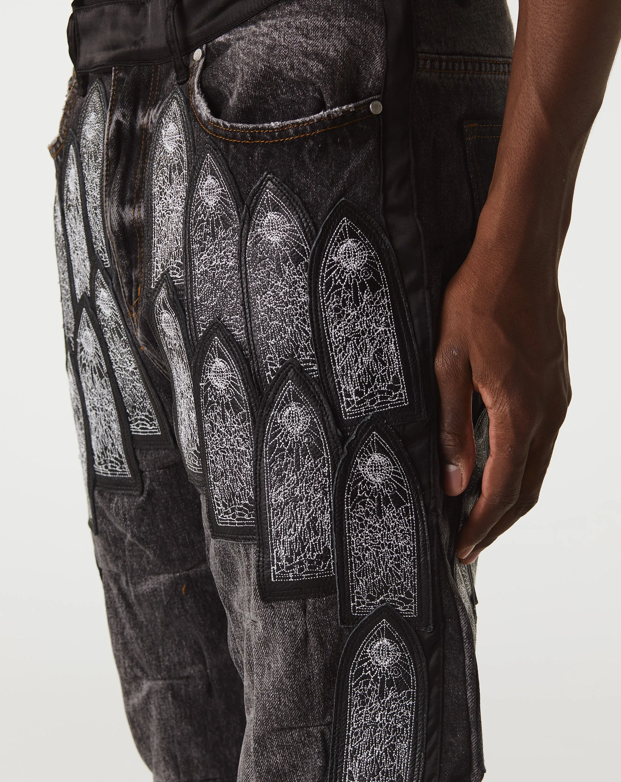 Patched Arch Embroidered Denim