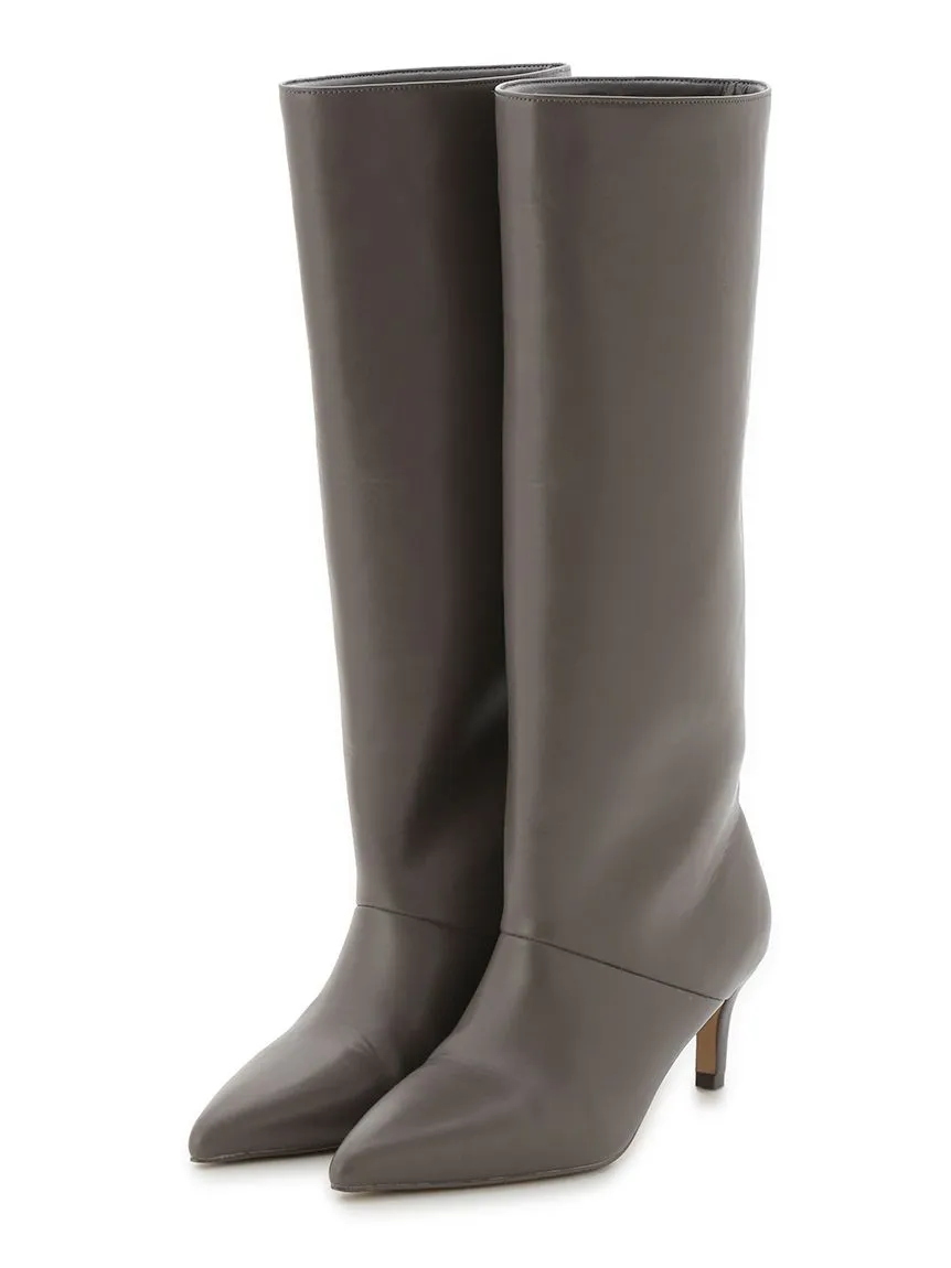 Pointed-Toe Heeled Knee-High Boots