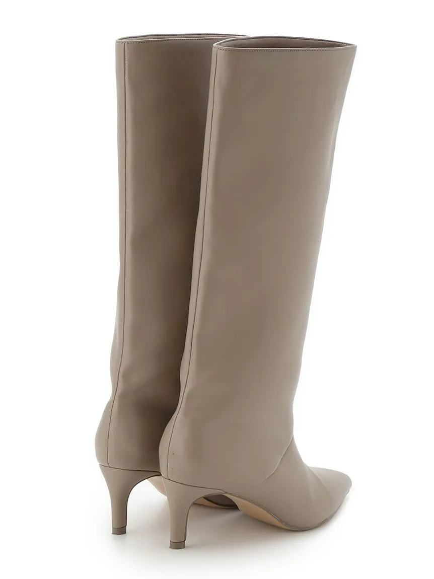 Pointed-Toe Heeled Knee-High Boots