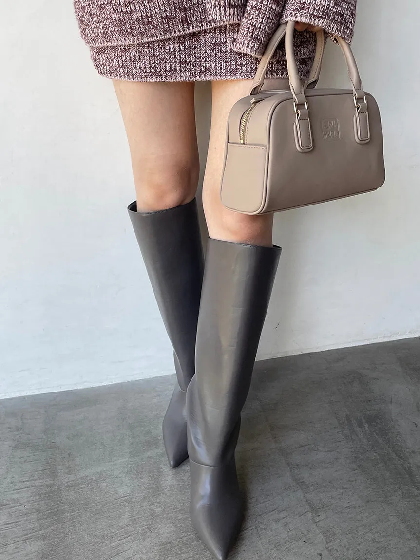 Pointed-Toe Heeled Knee-High Boots