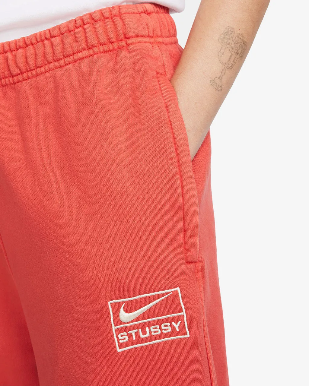 Stussy x Nike Pigment-Dyed Fleece Trousers Habanero Red