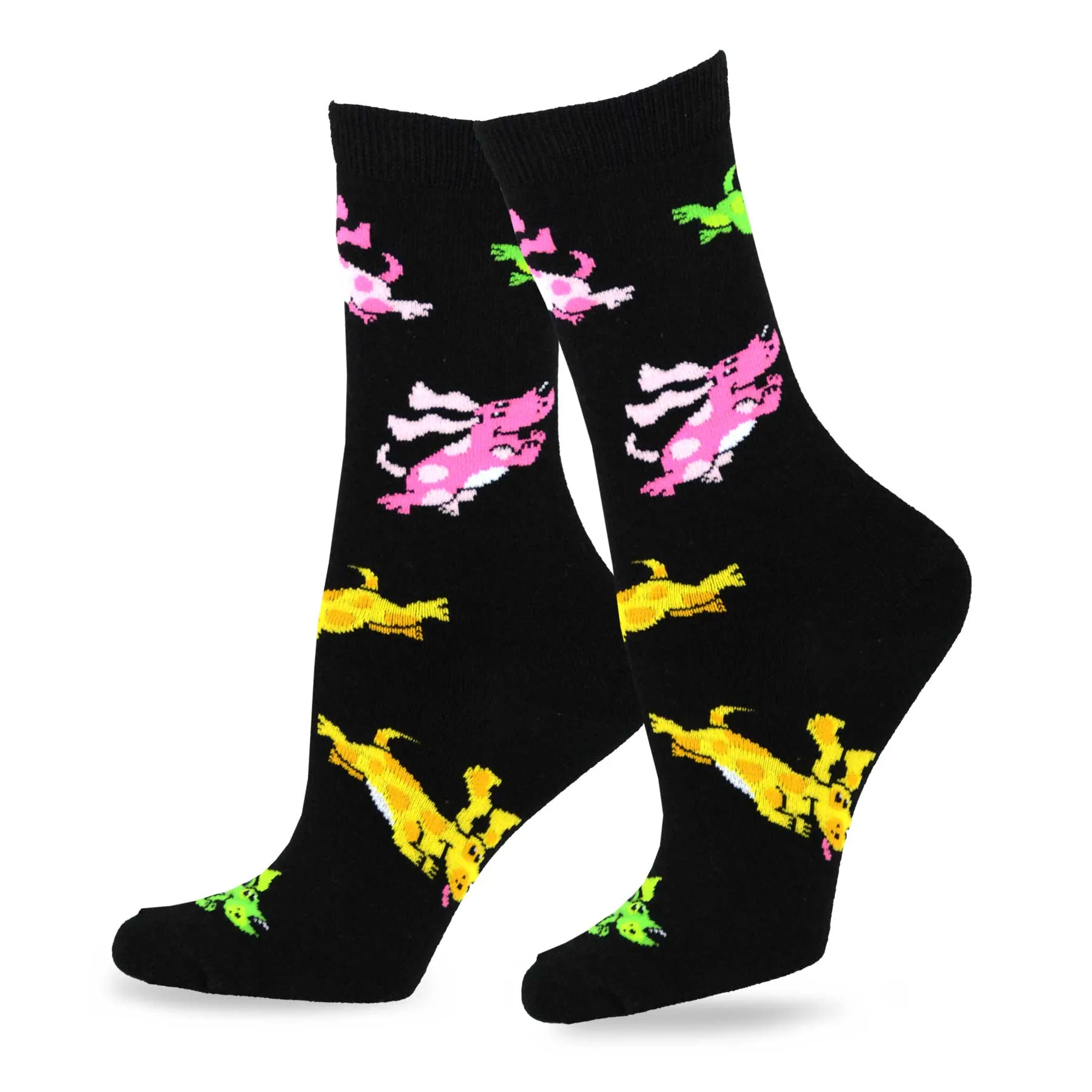 TeeHee Socks Women's Novelty Cotton Crew Colorful Puupies 3-Pack (11135)