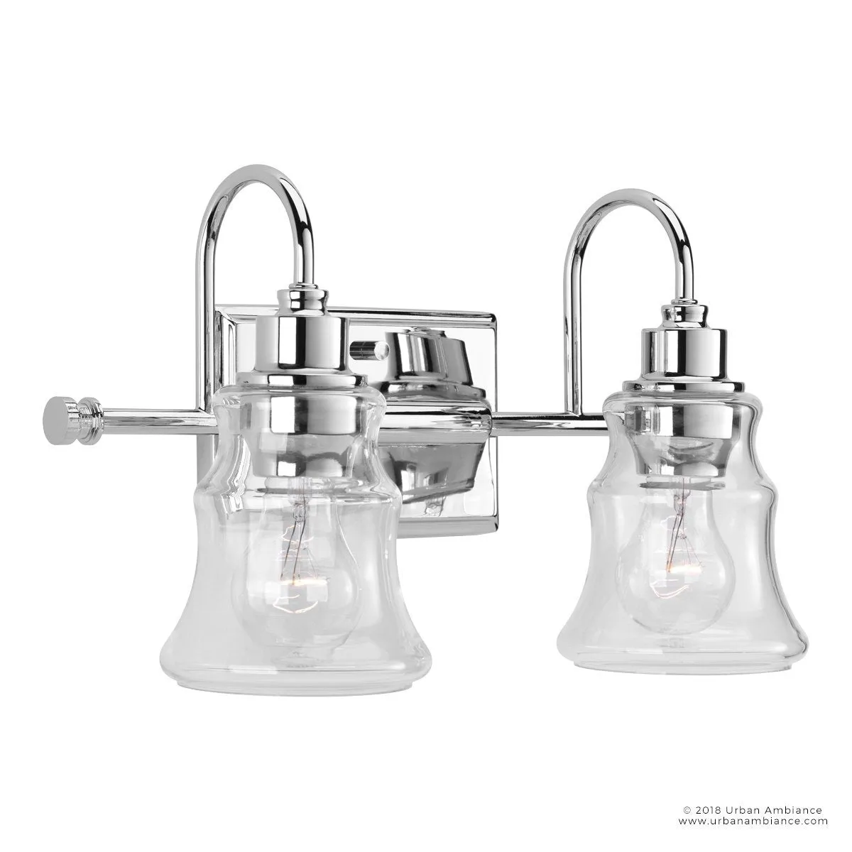 UHP2552 Vintage Bathroom Vanity Light, 9.25"H x 15.375"W, Polished Chrome Finish, Columbus Collection