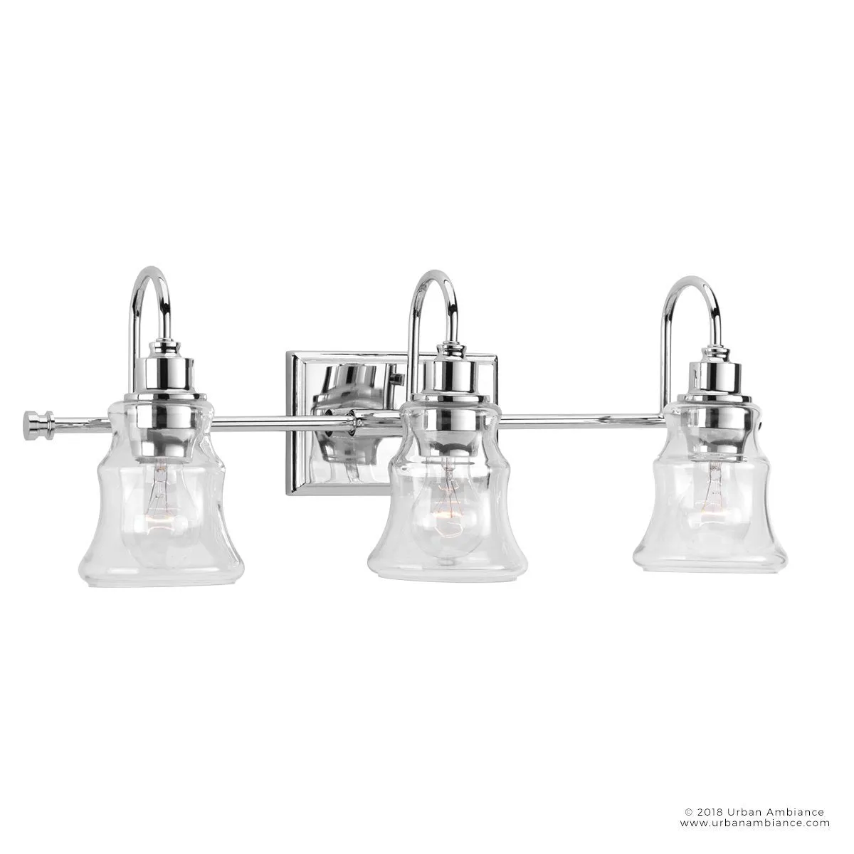 UHP2553 Vintage Bathroom Vanity Light, 9.25"H x 24.375"W, Polished Chrome Finish, Columbus Collection