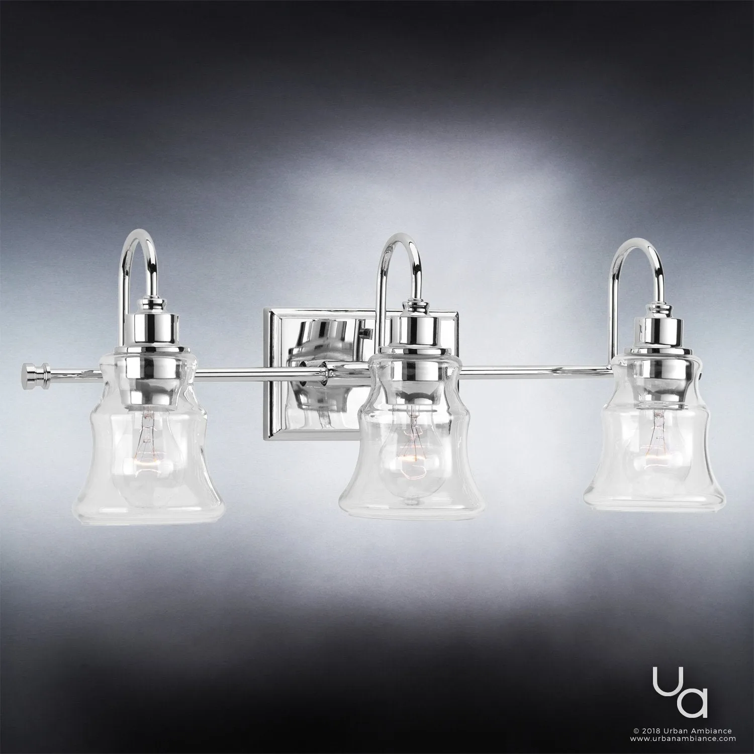 UHP2553 Vintage Bathroom Vanity Light, 9.25"H x 24.375"W, Polished Chrome Finish, Columbus Collection